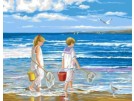 stramin kinderen aan zee