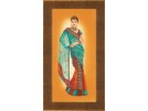 stickpackung indiase dame in blauwe sari