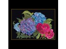 stickpackung hortensia met rozen op zwart