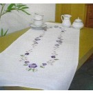 stielstichläufer paarse viooltjes met bloemen/bladeren, wit