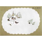 kreuz/stielstichdeckchen winterdorp met sneeuwpop, wit