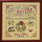 stickpackung sampler, biedermeier, anno 1859