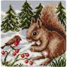 kreuzstichkissen eekhoorn in wintersfeer