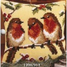 kreuzstichkissen drie roodborstjes