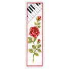 stickpackung lesezeichen, rode roos met pianotoetsen