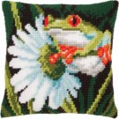 kreuzstichkissen boomkikker op blad