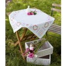 decke blokken met rozen, wit mit aida kante