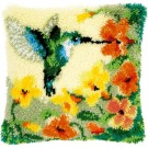 knüpfkissen kolibrie met bloemen