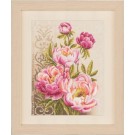 stickpackung stijlpatroon, rose pioenrozen