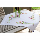 kreuzstichdecke pimpelmees met viooltjes, wit