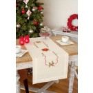 kreuzstichläufer kerstrozen, ecru