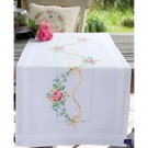 kreuzstichläufer guirlande van rozen, wit