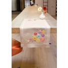 kreuzstichläufer fleurige bloemen, beige