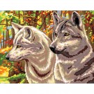 stramin wolven in het bos