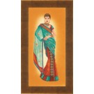 stickpackung indiase dame in blauwe sari